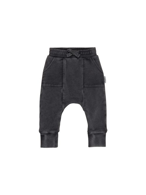 HUXBABY | Pocket Drop Crotch Pant - Washed Black
