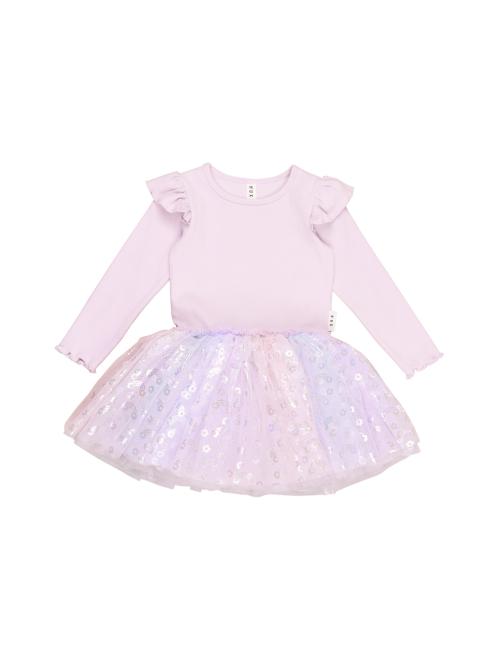 HUXBABY - RAINBOW RIB BALLET DRESS BRIGHT ORCHID