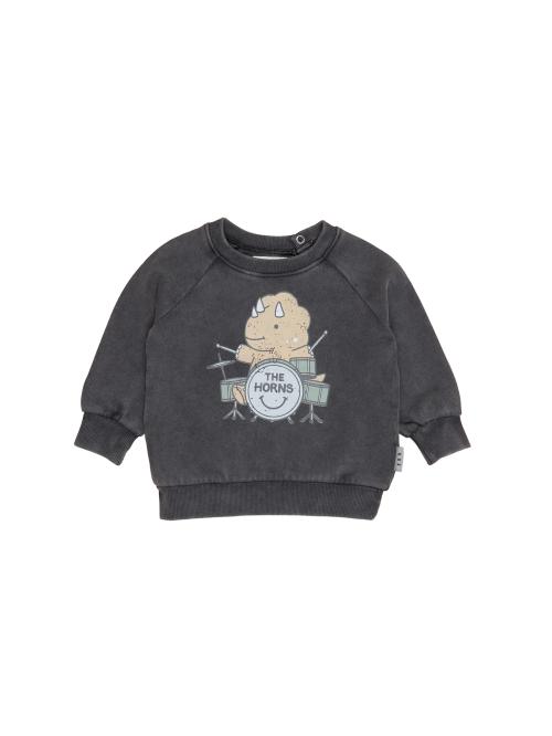 HUXBABY - DINO DRUMS SWEATSHIRT WASHED BLACK