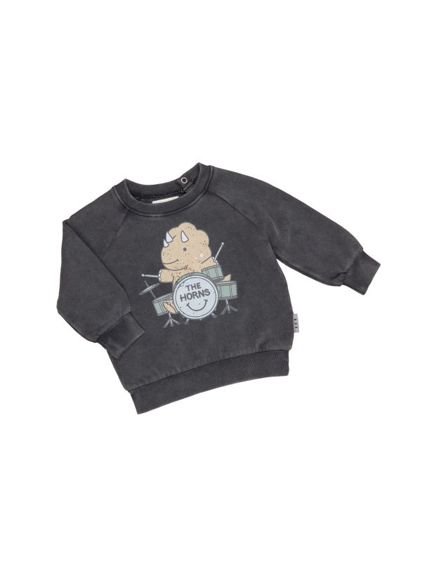 Dino Drums Sweatshirt - Washed Black - Image 2