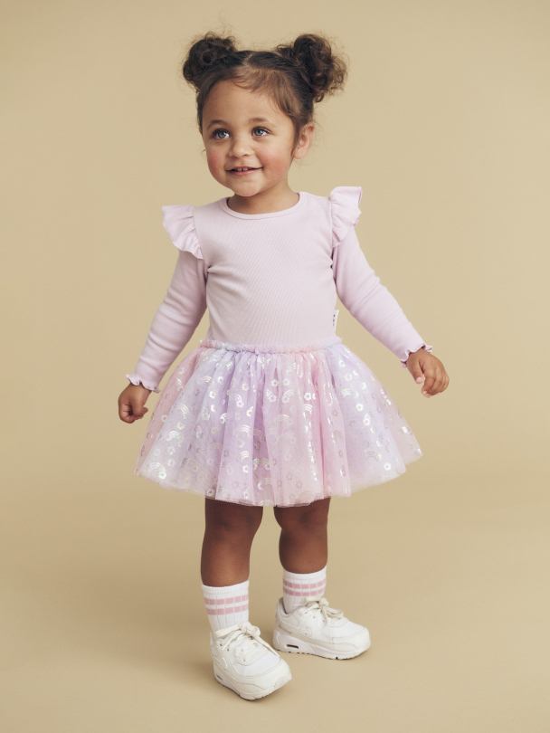 HUXBABY | Rainbow Rib Ballet Onesie - Bright Orchid - Image 3