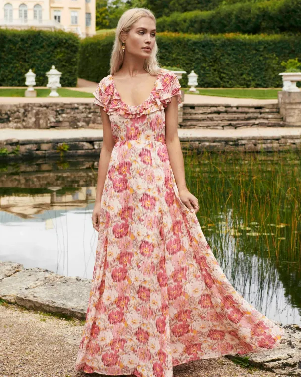 Dotted Georgette Maxi Dress - Brushed Blossom - Image 1