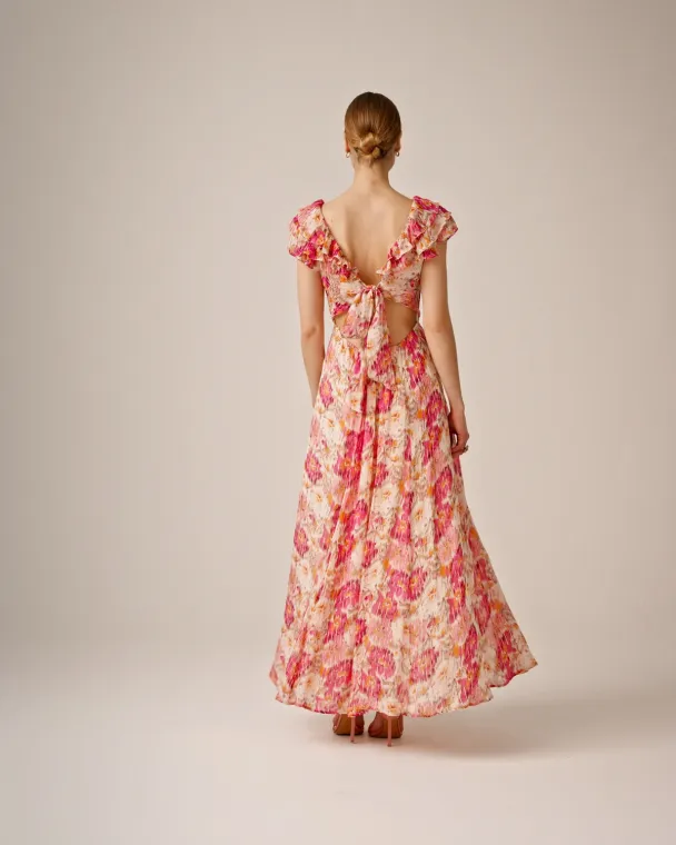 Dotted Georgette Maxi Dress - Brushed Blossom - Image 3