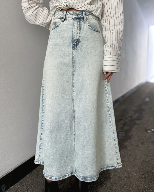 Manula Midi Skirt - Light Blue Acid - Image 1