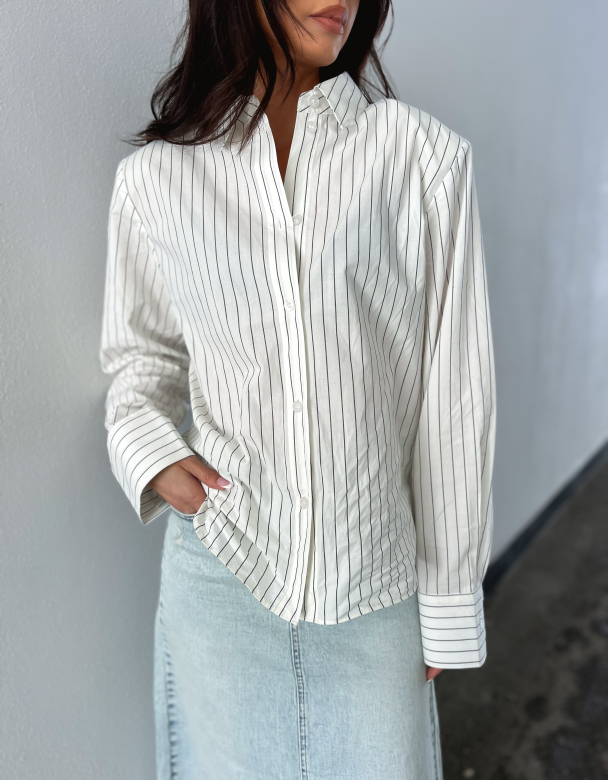Cyma Shirt - White Pinestripe - Image 1