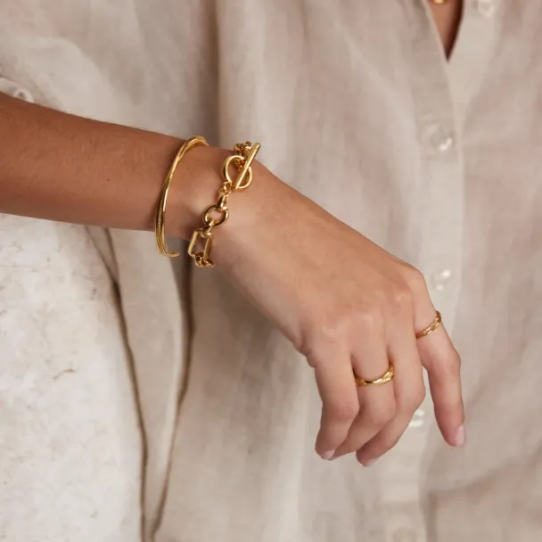 ORELIA Interlocking Textured Bangle - Image 2