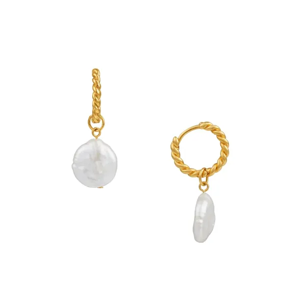 ORELIA Flat Pearl & Rope Hoop - Image 1