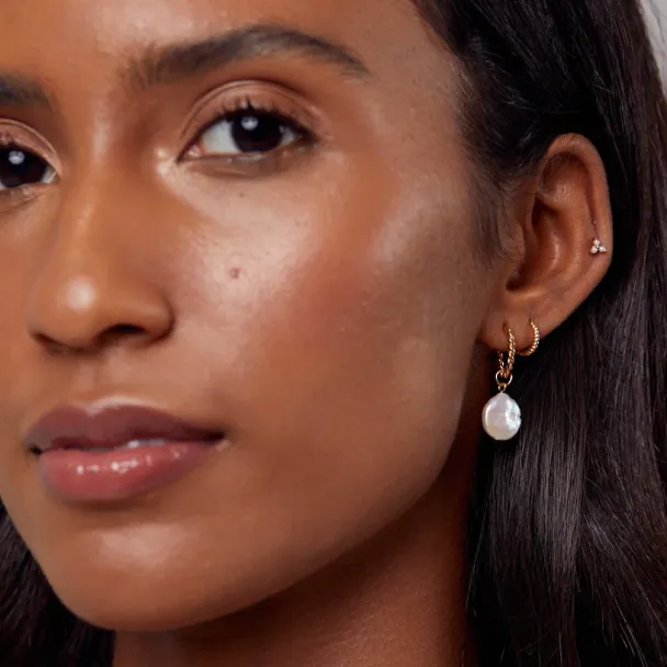 ORELIA Flat Pearl & Rope Hoop - Image 2