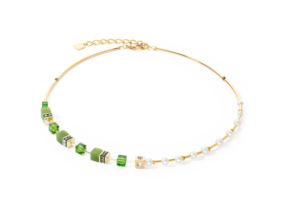 GEOCUBE Necklace Fusion Precious Pearl Mix Gold & Green