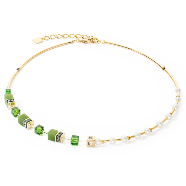 GEOCUBE Necklace Fusion Precious Pearl Mix Gold & Green
