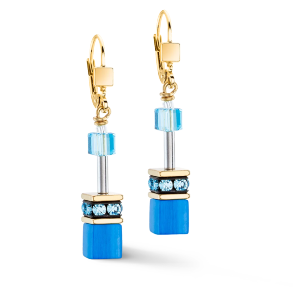 GEOCUBE Earrings Iconic Mono Gold Turquoise