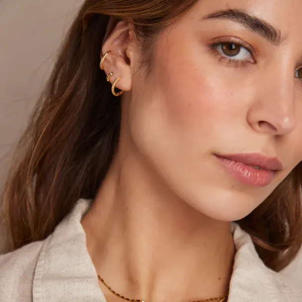 ORELIA Snake Textured Huggie Hoops - Image 2