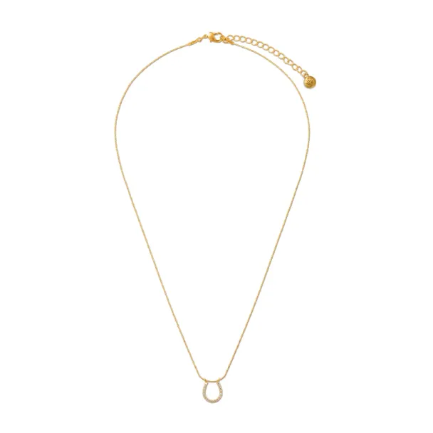 ORELIA Lucky Horseshoe Pave Necklace - Image 2
