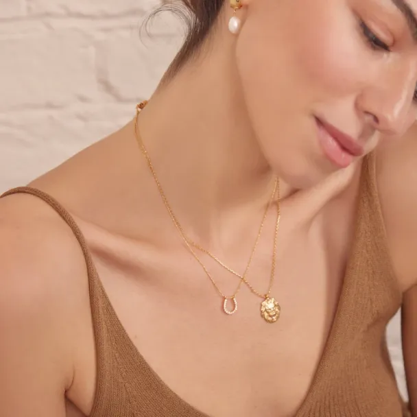 ORELIA Lucky Horseshoe Pave Necklace - Image 3