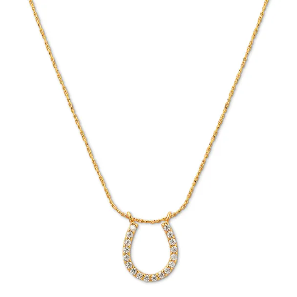 ORELIA Lucky Horseshoe Pave Necklace - Image 1