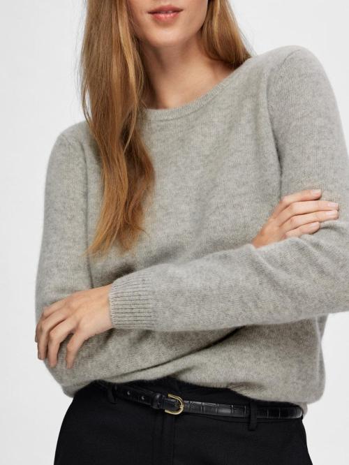 Manila Knit Cashmere O-neck - Light Grey Melange