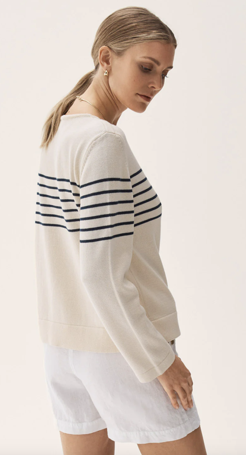 Carrie Sweater Ecru Marine   |  Carrie Sweater Ecru Marine fra Busnel