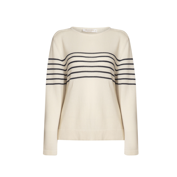 Carrie Striped Sweater Ecru/Marine    |     Carrie Striped Sweater Ecru/Marine fra Busnel