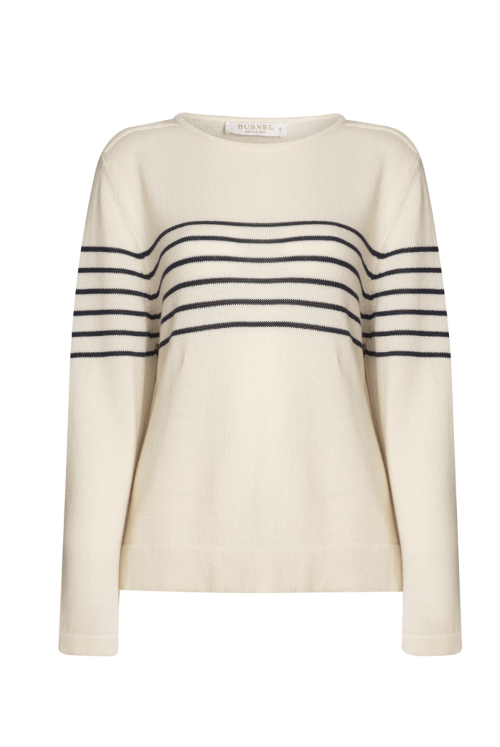Carrie Striped Sweater Ecru/Marine    |     Carrie Striped Sweater Ecru/Marine fra Busnel