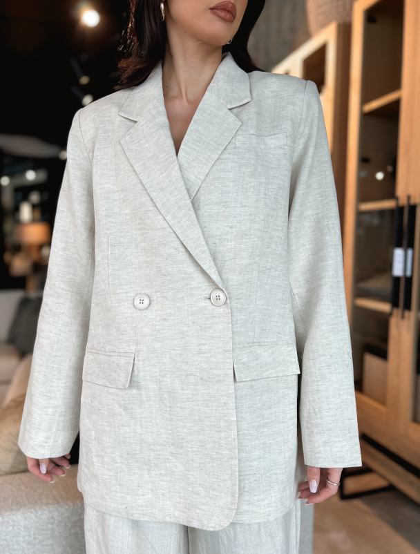 Liza Linen Blazer - Tammy Light Sand - Image 1