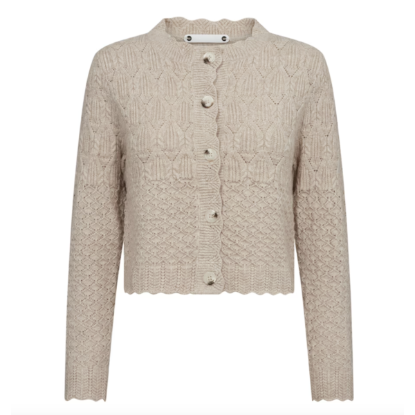 Pointelle CC Beige Cardigan |  Pointelle CC Cardigan Beige fra Co`Couture