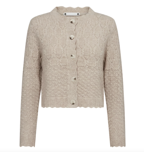 Pointelle CC Beige Cardigan |  Pointelle CC Cardigan Beige fra Co`Couture