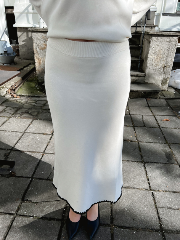 Stitch Midi Knit Skirt - Birch/Detail Black  - Image 1
