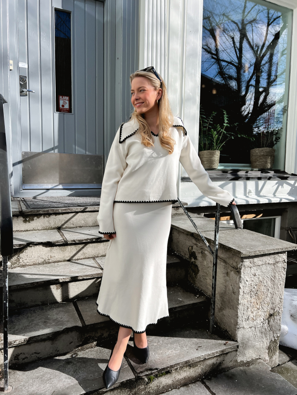 Stitch Midi Knit Skirt - Birch/Detail Black  - Image 6