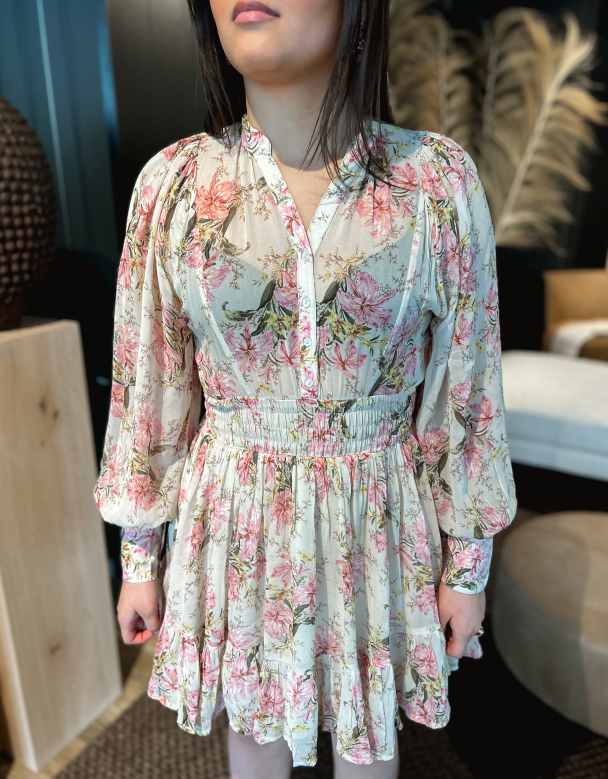Georgette Mini Dress - Vintage Lilies  - Image 1