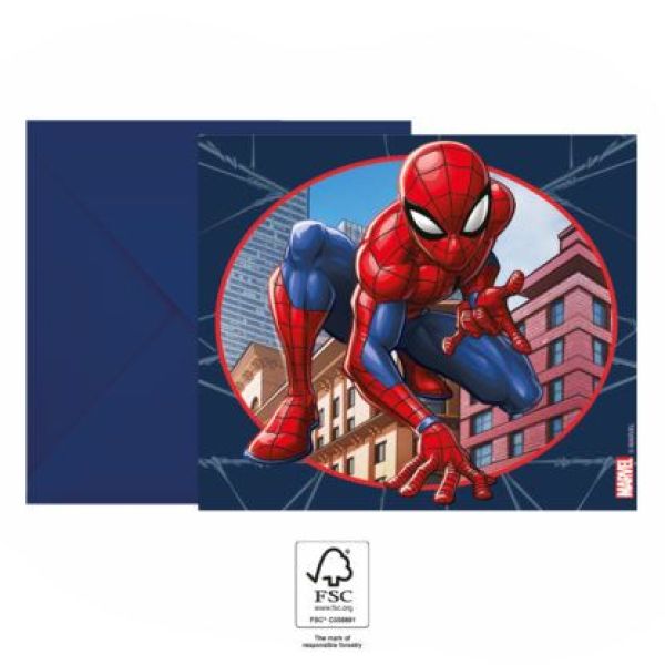 Invitasjonskort og konvolutter Spider-Man