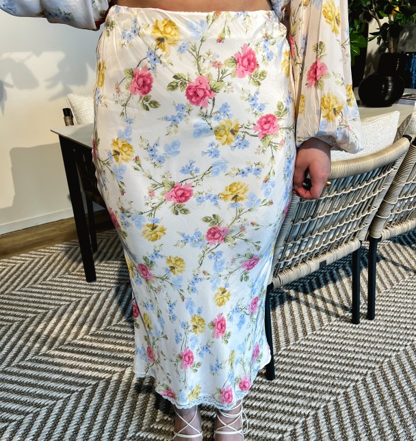 Satin Midi Lace Skirt - Daylight Roses - Image 2