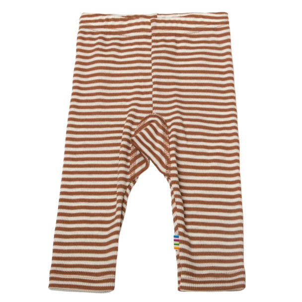 Leggings Ull/Silke Striper - Mørk Brun