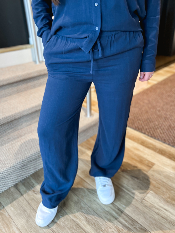 Viva - Gulia Long Linen Pant - Dark Sapphire  - Image 1