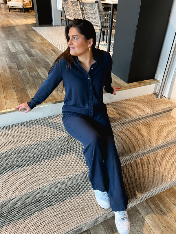 Viva - Gulia Long Linen Pant - Dark Sapphire  - Image 5