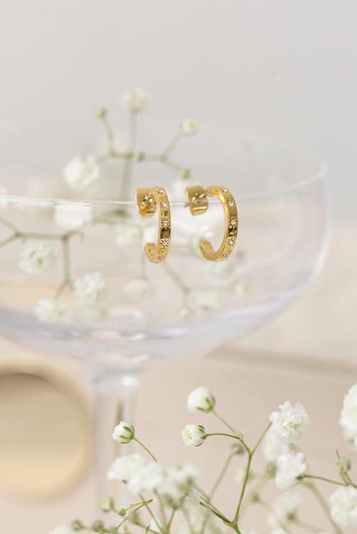 Anastasia Earrings Clear - Gold