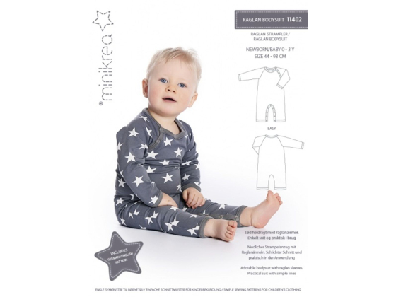 Minikrea 11402 – Body med raglanermer, str 44-98