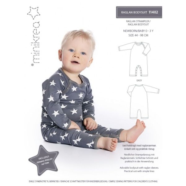 Minikrea 11402 &ndash; Body med raglanermer, str 44-98
