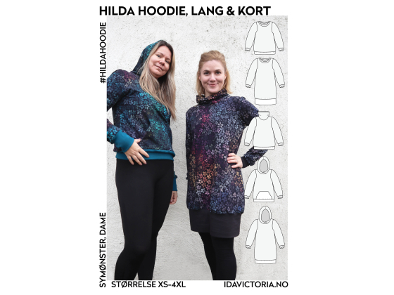 026  Hilda Hoodie, lang & kort genser (XS-4XL)