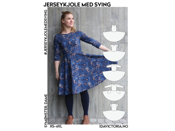002  Jerseykjole med sving (XS-4XL)