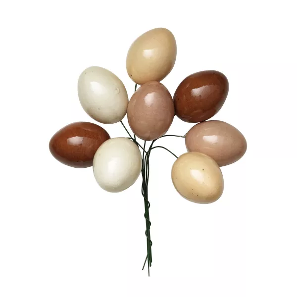  Glanslakkerte egg i naturfarger til påske og hobbyprosjekter, 8 stk.