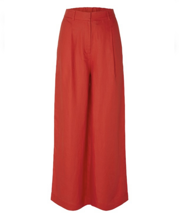 Lyra Wide Linen Pant - Flame Scarlet - Image 1