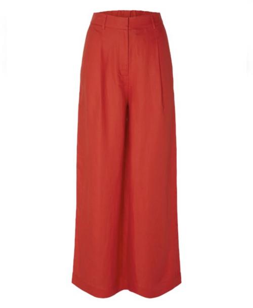 Lyra Wide Linen Pant - Flame Scarlet