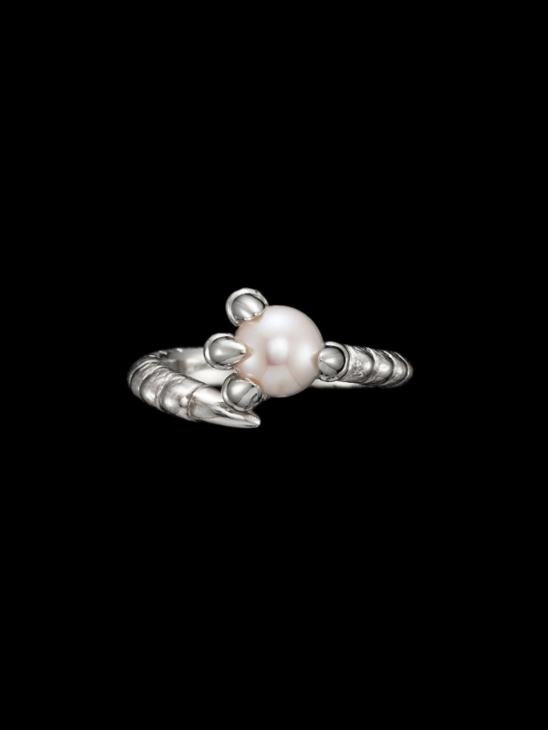 Claw Pearl Ring - Silver - Freshwater Pearl - Image 2