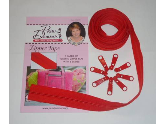 ENR-TO  3 yards of Reversible Coil Zipper Tape with 8 Slides Tomato