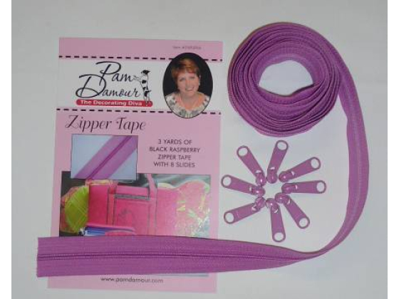 ENR-BRA  3 yards of Reversible Coil Zipper Tape with 8 Slides Black Raspberry             