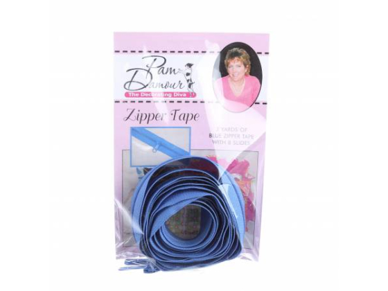 ENR-BL  3 yards of Reversible Coil Zipper Tape with 8 Slides Blue