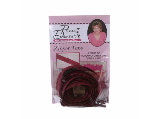 ENR-BU 3 yards of Reversible Coil Zipper Tape with 8 Slides Burgundy