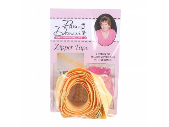  ENR-Y  3 yards of Reversible Coil Zipper Tape with 8 Slides Yellow