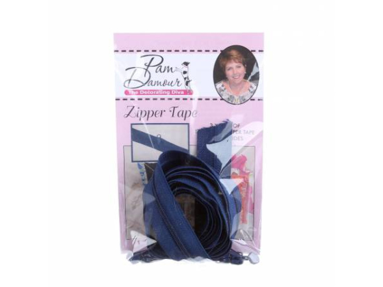  ENR-N  3 yards of Reversible Coil Zipper Tape with 8 Slides Navy