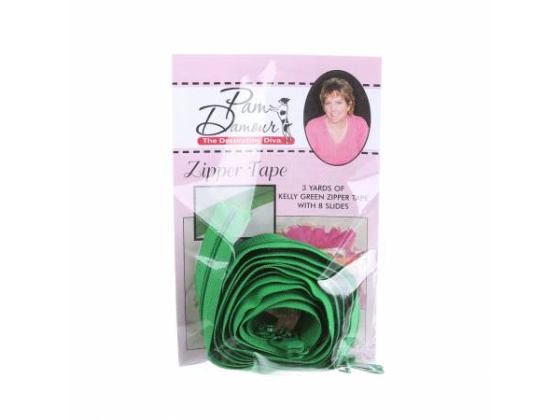 ENR-KL  3 yards of Reversible Coil Zipper Tape with 8 Slides Kelly